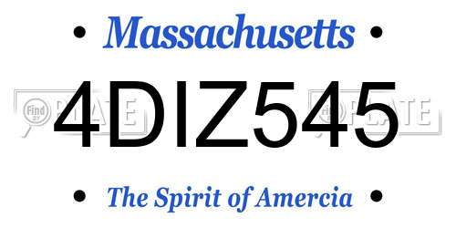 4DIZ545 Massachusetts License Plate