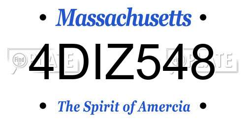 4DIZ548 Massachusetts License Plate