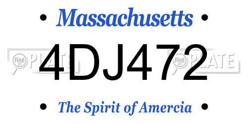 4DJ472 Massachusetts License Plate