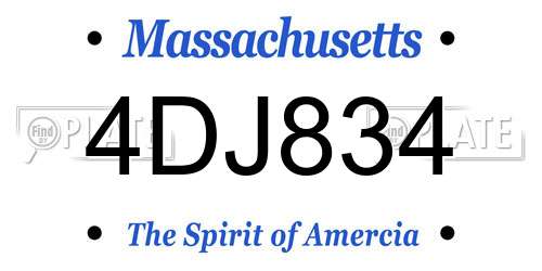 4DJ834 Massachusetts License Plate