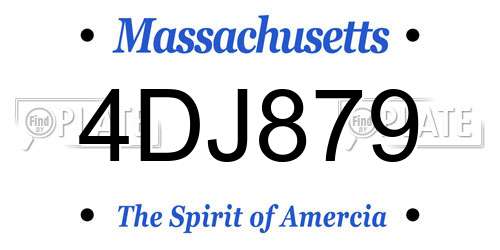4DJ879 Massachusetts License Plate