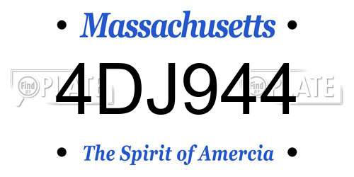 4DJ944 Massachusetts License Plate