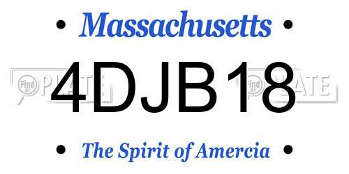 4DJB18 Massachusetts License Plate