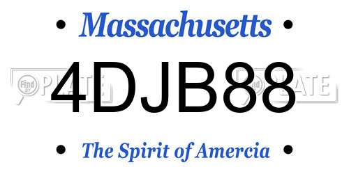 4DJB88 Massachusetts License Plate
