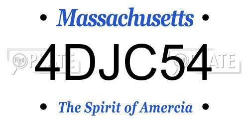 4DJC54 Massachusetts License Plate