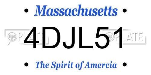 4DJL51 Massachusetts License Plate