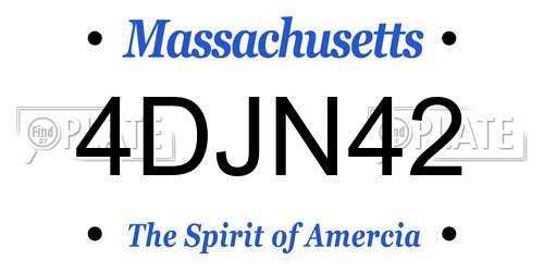 4DJN42 Massachusetts License Plate