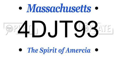 4DJT93 Massachusetts License Plate