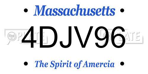 4DJV96 Massachusetts License Plate