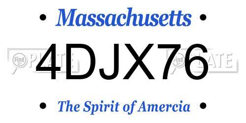 4DJX76 Massachusetts License Plate