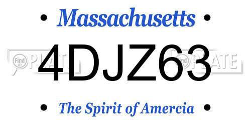 4DJZ63 Massachusetts License Plate