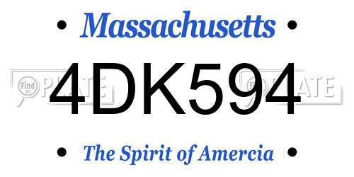 4DK594 Massachusetts License Plate