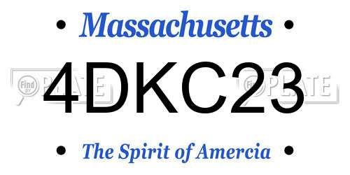4DKC23 Massachusetts License Plate