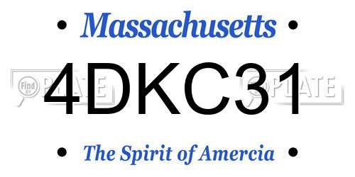 4DKC31 Massachusetts License Plate