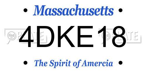 4DKE18 Massachusetts License Plate