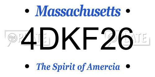 4DKF26 Massachusetts License Plate