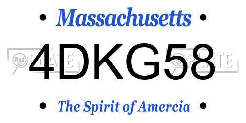 4DKG58 Massachusetts License Plate