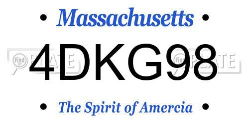 4DKG98 Massachusetts License Plate