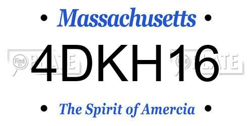 4DKH16 Massachusetts License Plate