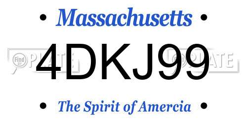 4DKJ99 Massachusetts License Plate