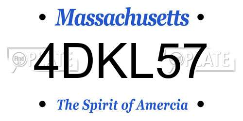 4DKL57 Massachusetts License Plate