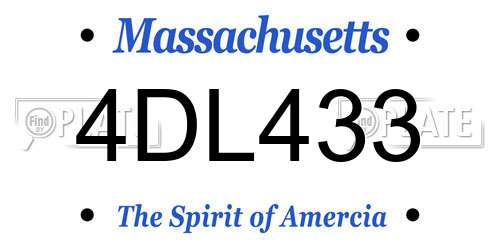4DL433 Massachusetts License Plate