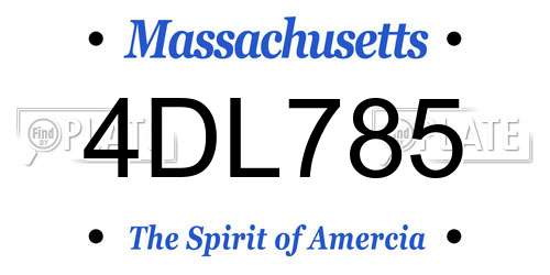 4DL785 Massachusetts License Plate