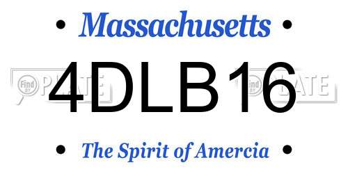 4DLB16 Massachusetts License Plate