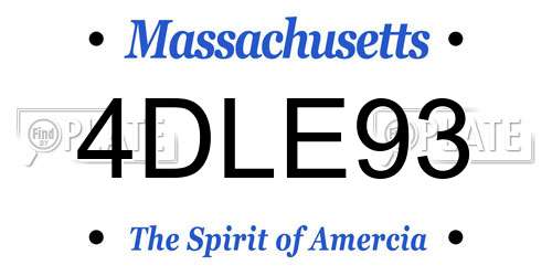 4DLE93 Massachusetts License Plate