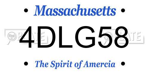 4DLG58 Massachusetts License Plate