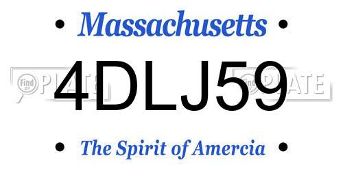 4DLJ59 Massachusetts License Plate