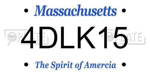 4DLK15 Massachusetts License Plate