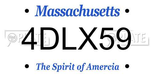 4DLX59 Massachusetts License Plate