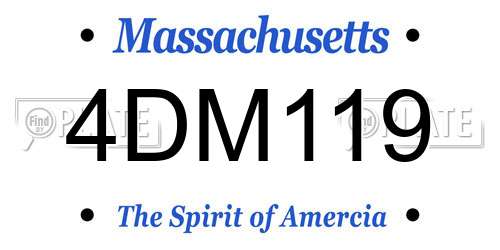 4DM119 Massachusetts License Plate