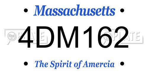 4DM162 Massachusetts License Plate