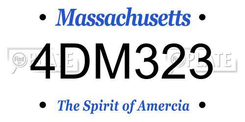 4DM323 Massachusetts License Plate