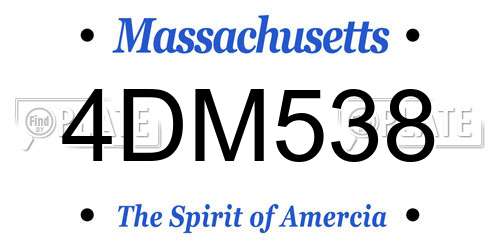 4DM538 Massachusetts License Plate