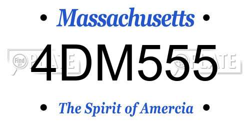 4DM555 Massachusetts License Plate