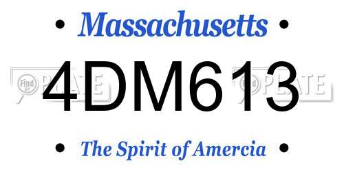 4DM613 Massachusetts License Plate