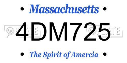 4DM725 Massachusetts License Plate