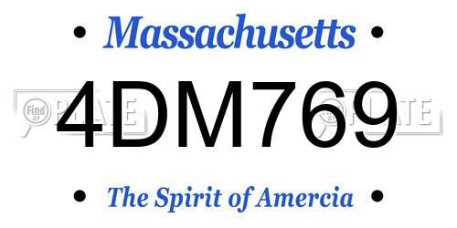4DM769 Massachusetts License Plate