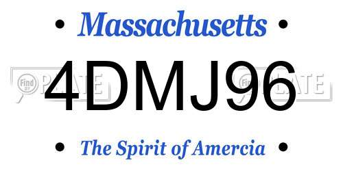 4DMJ96 Massachusetts License Plate