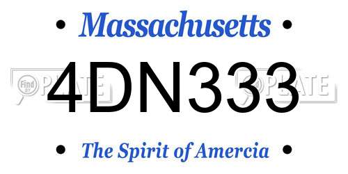 4DN333 Massachusetts License Plate