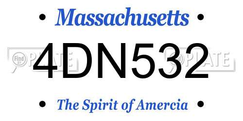 4DN532 Massachusetts License Plate