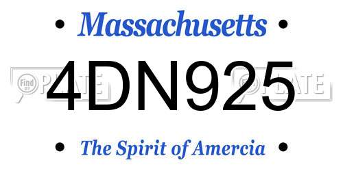 4DN925 Massachusetts License Plate