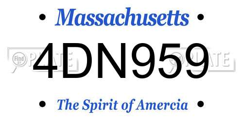 4DN959 Massachusetts License Plate