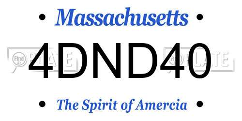 4DND40 Massachusetts License Plate