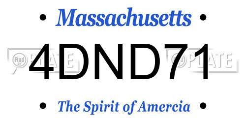 4DND71 Massachusetts License Plate