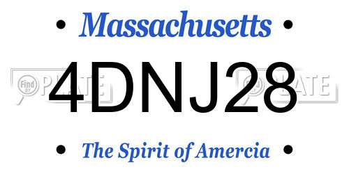 4DNJ28 Massachusetts License Plate