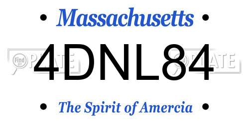 4DNL84 Massachusetts License Plate